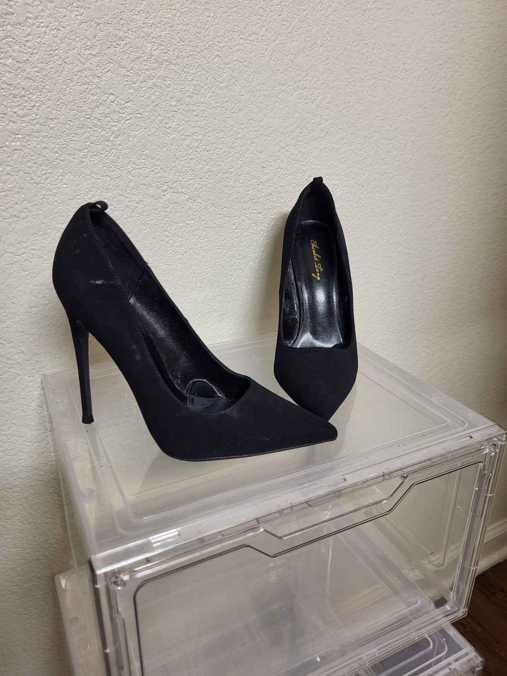 Black Pointed-Toe Stiletto Heels